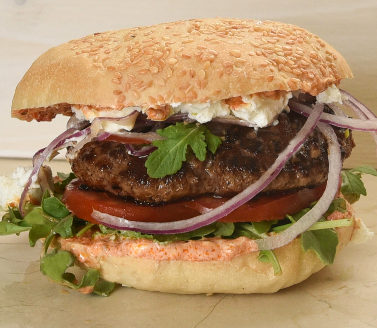 Harissa Lamb Burger Armanino Foodservice